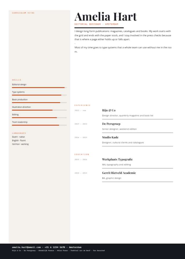 Editorial CV — 210×297mm · 1 p.