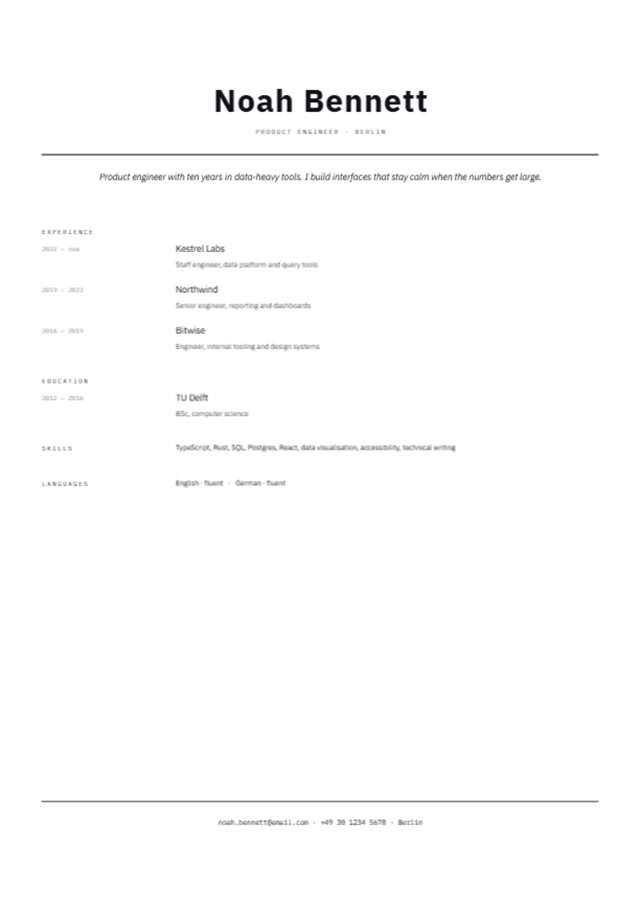 Minimal CV — 210×297mm · 1 p.