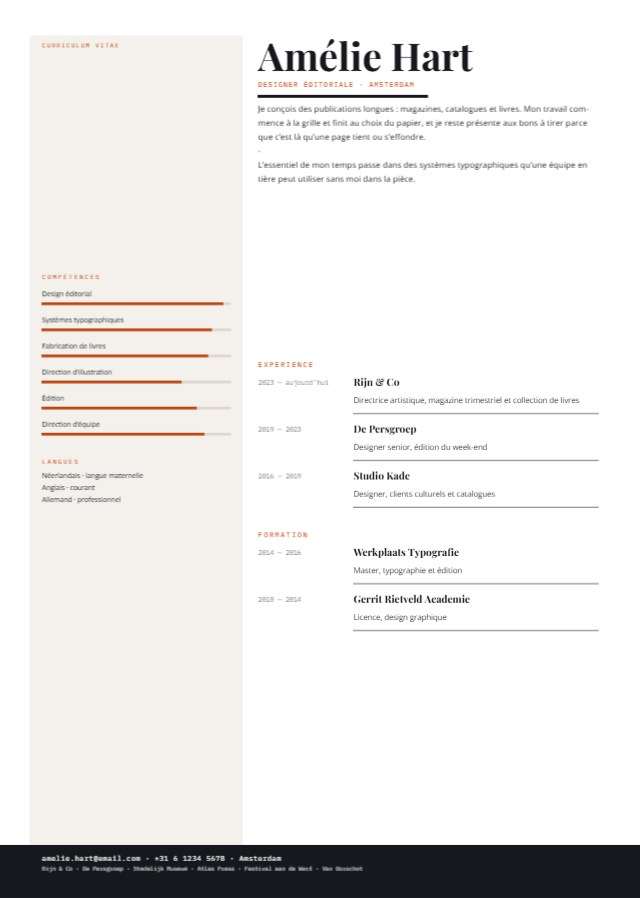 CV éditorial — 210×297mm · 1 p.