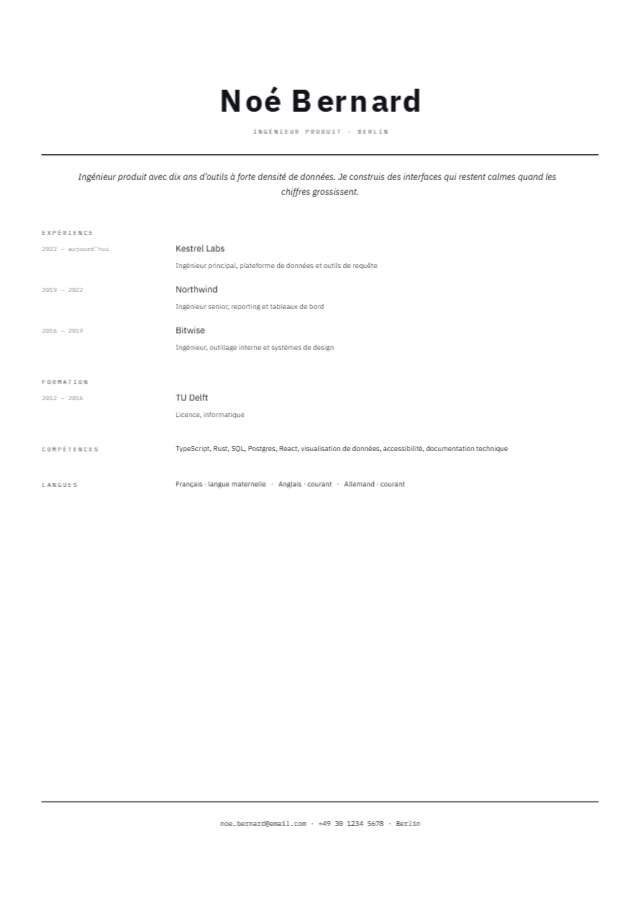CV minimal — 210×297mm · 1 p.