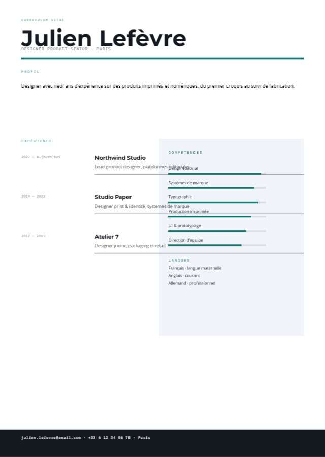 CV professionnel — 210×297mm · 1 p.