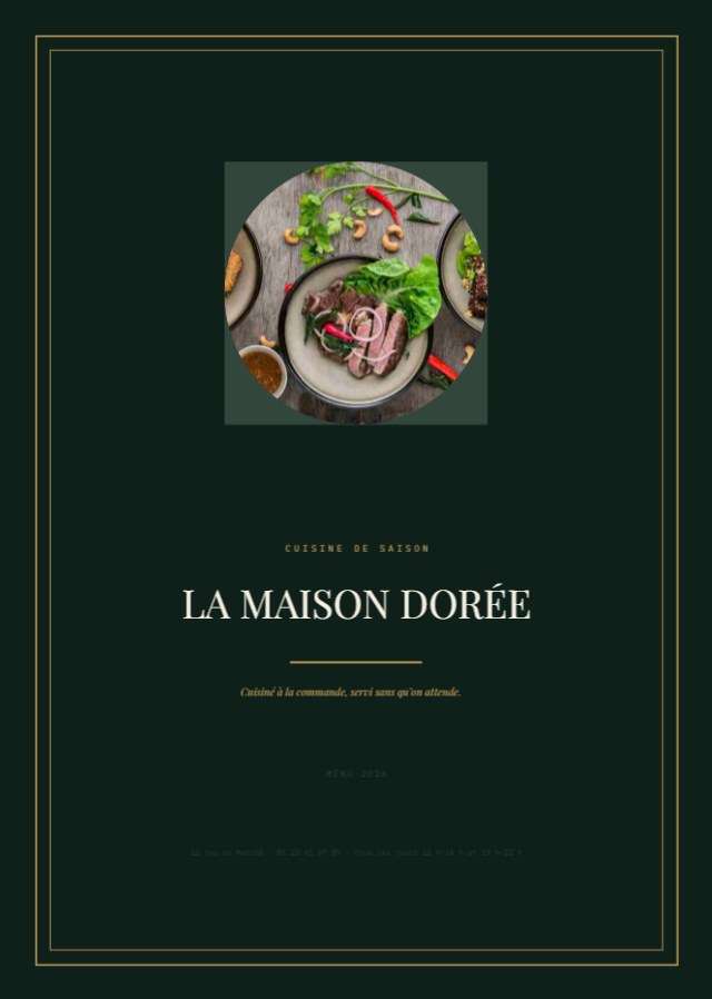 Menu de restaurant — 210×297mm · 4 p.