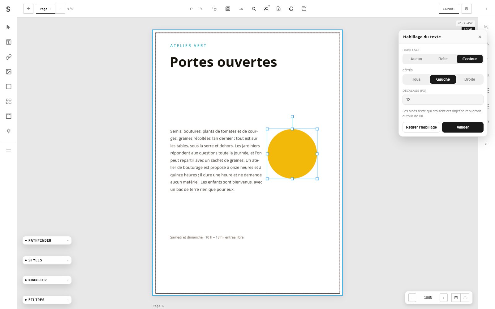 Réglage de l'habillage du texte