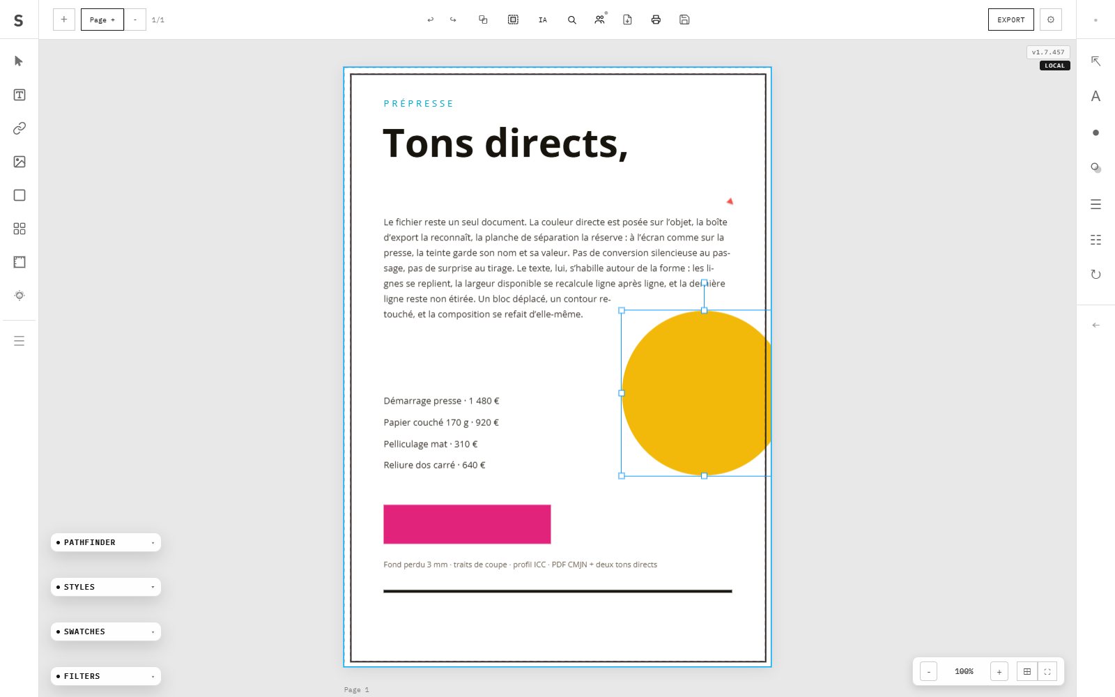 Habillage du texte : les lignes se replient autour de la forme